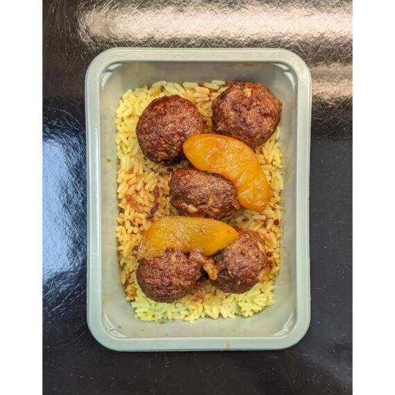 Peach meatballs