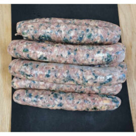 Cheddar and spinach sausages
